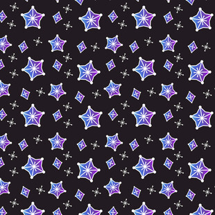 梦幻紫色星星无缝图案