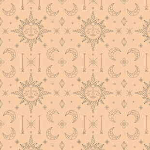 复古风太阳月亮花纹图案