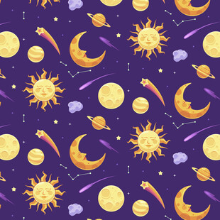 梦幻宇宙日月星图案背景