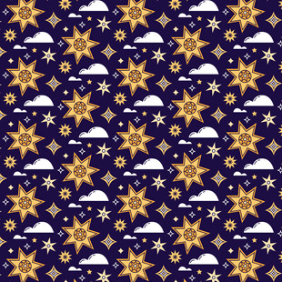 星空云朵星星图案背景