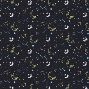 星空月亮无缝图案背景