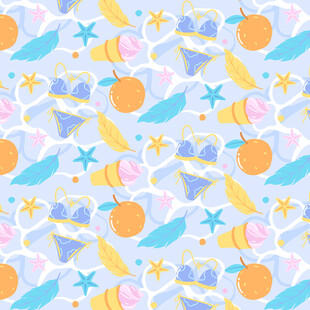 水果几何图案无缝背景图