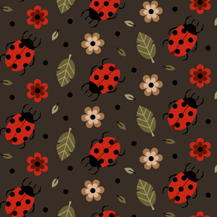 瓢虫花卉图案背景设计