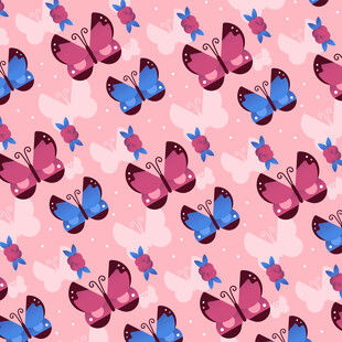 粉色背景蝴蝶星星图案