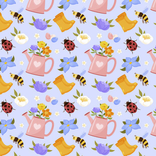 多彩浇水壶图案背景