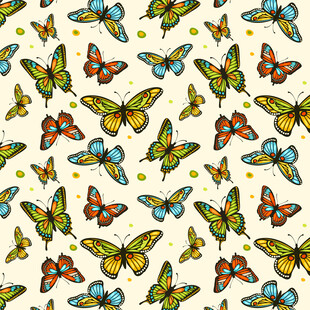 多彩蝴蝶无缝图案背景