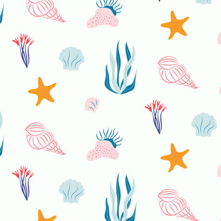 海洋元素无缝图案背景