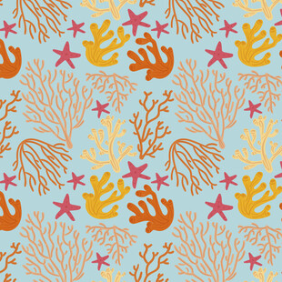 海洋元素无缝图案背景