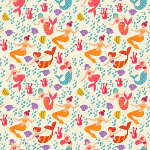 多彩小鸟花卉无缝图案