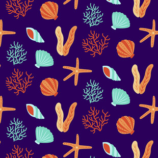 海洋元素无缝图案背景