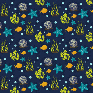 海洋元素图案的蓝色背景