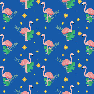 蓝色背景火烈鸟图案设计