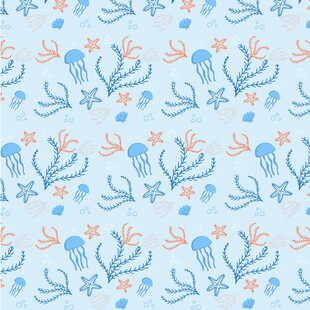 海洋生物图案的清新背景