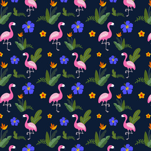 火烈鸟花卉图案背景设计