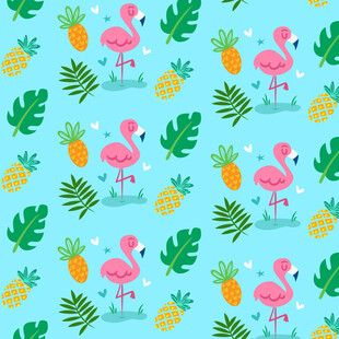 热带风情火烈鸟图案背景