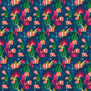 多彩热带鱼海洋图案背景