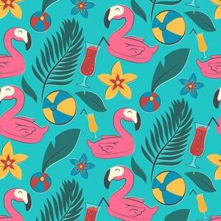 火烈鸟热带风图案背景