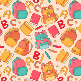 多彩校园文具图案背景
