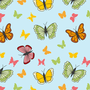 多彩蝴蝶无缝图案背景