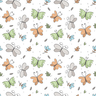 多彩蝴蝶无缝图案背景