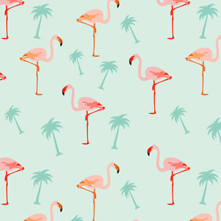 火烈鸟与棕榈树图案背景