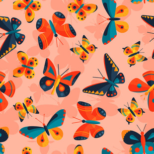 多彩蝴蝶图案背景纹理