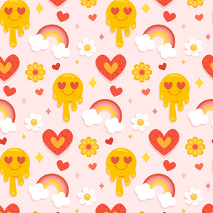 可爱卡通图案无缝背景图