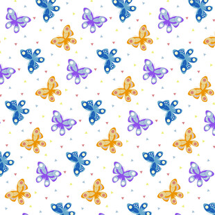 多彩蝴蝶无缝图案背景