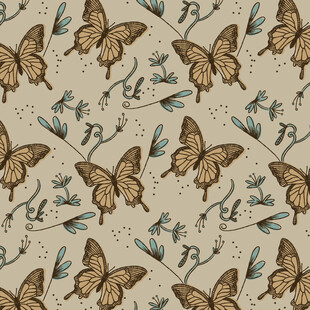 蝴蝶花卉图案背景纹理