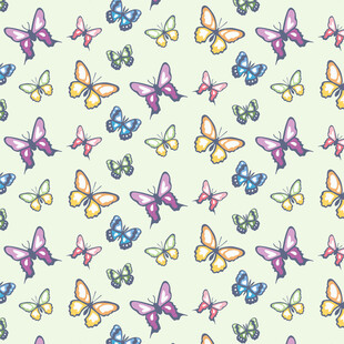 多彩蝴蝶无缝图案背景