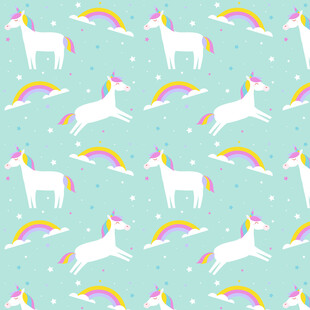 梦幻独角兽与彩虹图案