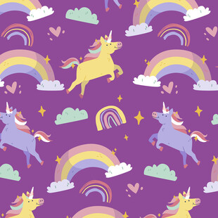 梦幻独角兽与彩虹图案