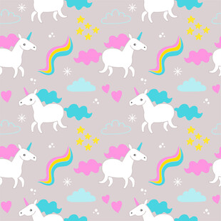 独角兽彩虹云朵图案背景