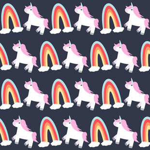独角兽与彩虹图案背景