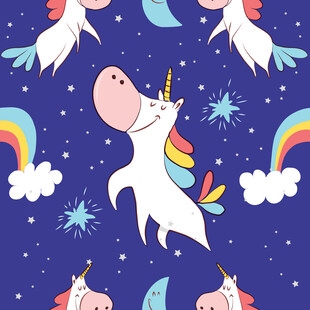 梦幻独角兽星空图案背景