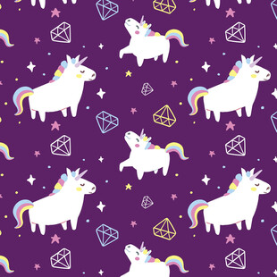 梦幻独角兽紫色背景图案