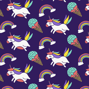 梦幻独角兽彩虹图案背景