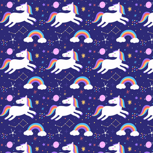 梦幻独角兽彩虹星空图案