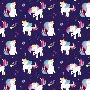 梦幻独角兽紫色背景图案