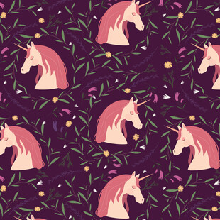 独角兽花卉图案背景图