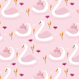 粉色天鹅花卉图案背景