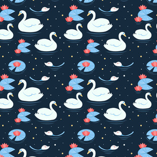 天鹅小鱼星空图案背景