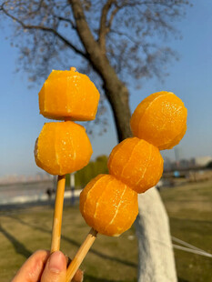 手持美味金黄团子