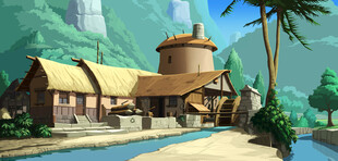 奇幻风格的中世纪村庄场景