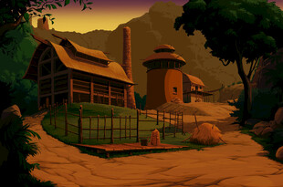 乡村小屋的宁静田园风光