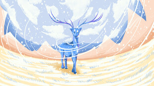 鹿冬天插画