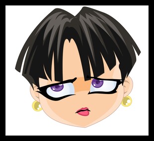 紫色眼眸的俏皮卡通女孩