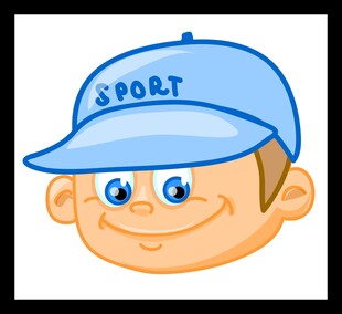 戴运动帽的卡通笑脸男孩