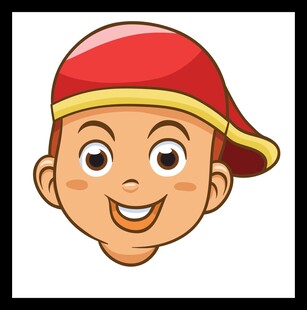 戴红帽的开心卡通男孩