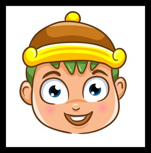 戴帽卡通笑脸小男孩